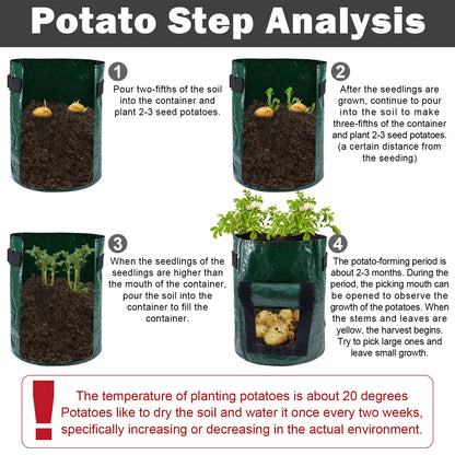 Potatoes Grow Bags 3/5/10 Gallon Gardening Plant Growing Bags for Potato Tomato Carrot & Other Vegetable Planter Container