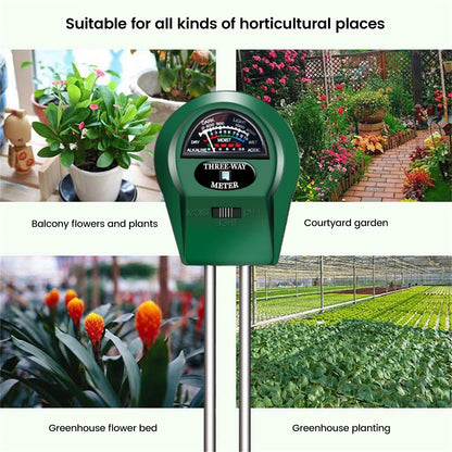 3 IN 1 Soil PH Meter Sunlight PH Tester Garden Flowers Moisture Sensor Meter Plants Acidity Humidity PH Monitor Testing Tools