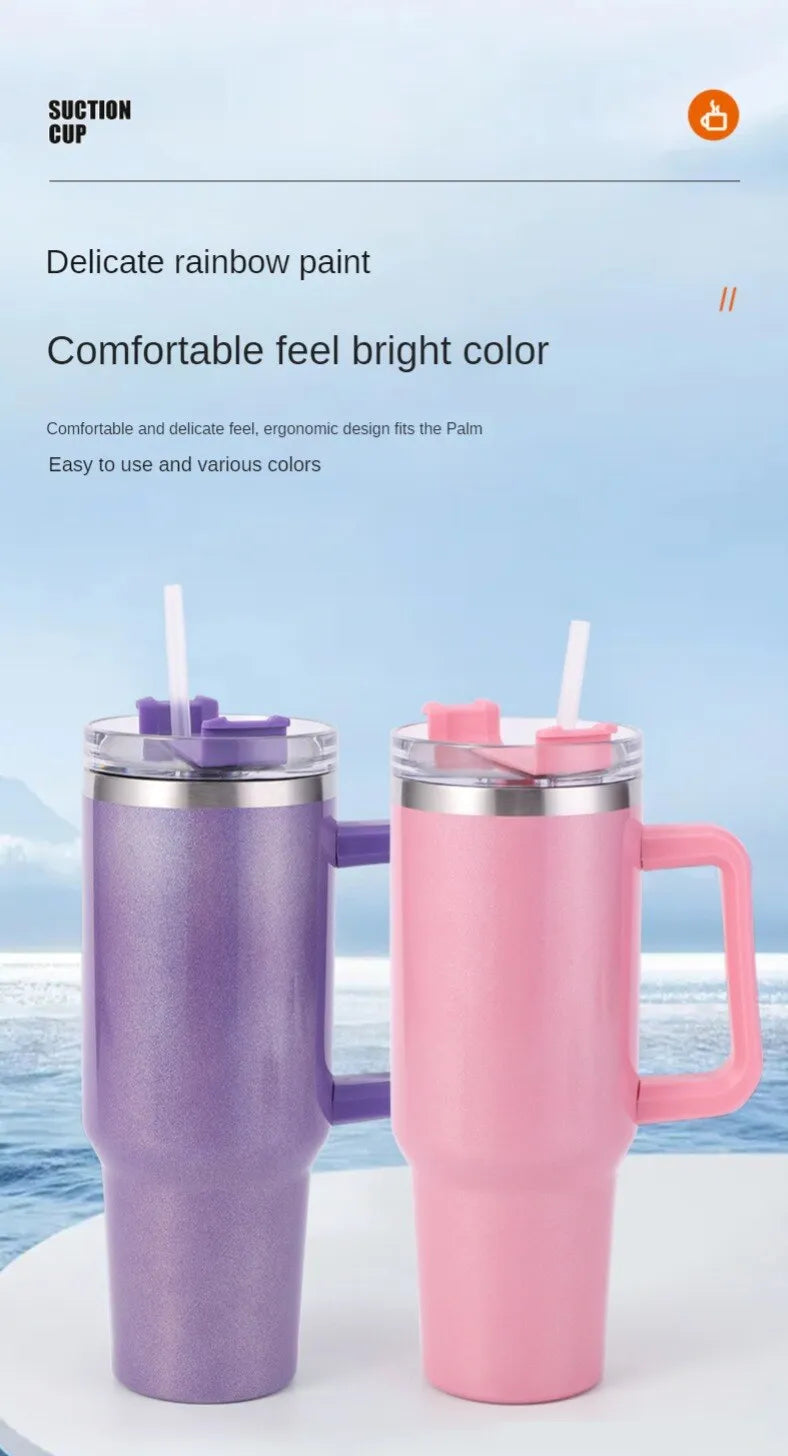 1pc Large Capacity Water Cup 304 Stainless Steel Double Layer Heat Preservation and Cold Preservation Cup Portable Car Car Cup