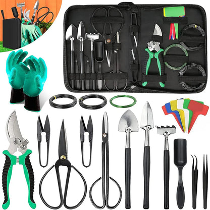 Bonsai Tools Kit 22 PCS Bonsai Tree Kit Tools For Beginners Bonsai Tool Set Bonsai Starter Trimming Pruning Shears Scissors Kit