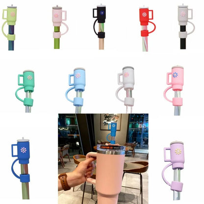 2pcs Cup-shaped Stanley Cup Straw Topper Creative Multi-color Silicone Stanley Straw Cover Dust-proof Hygienic Kids