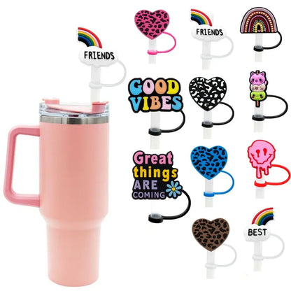 1/2pcs Cartoon Silicone Straw Tips Drinking Dust Cap Splash Proof Straw Plugs Cover For 7-8mm/8-9mm Straw