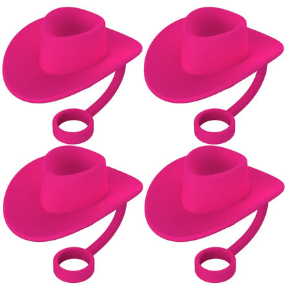 4pcs Cowboy Hat Straw Cover Toppers for Tumblers and Stanley Straws