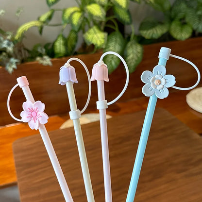 Flower and Bear Straw Cover Toppers for Tumbler Straws