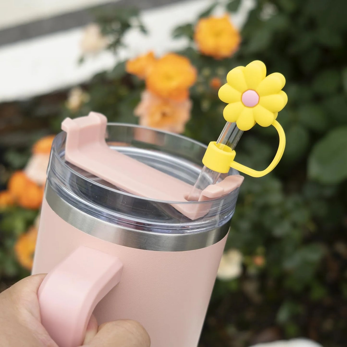 4Pcs 0.4in Diameter Cute Silicone Straw Covers Cap for Stanley Cup, Dust-Proof Drinking Straw Reusable Straw Tips Lids