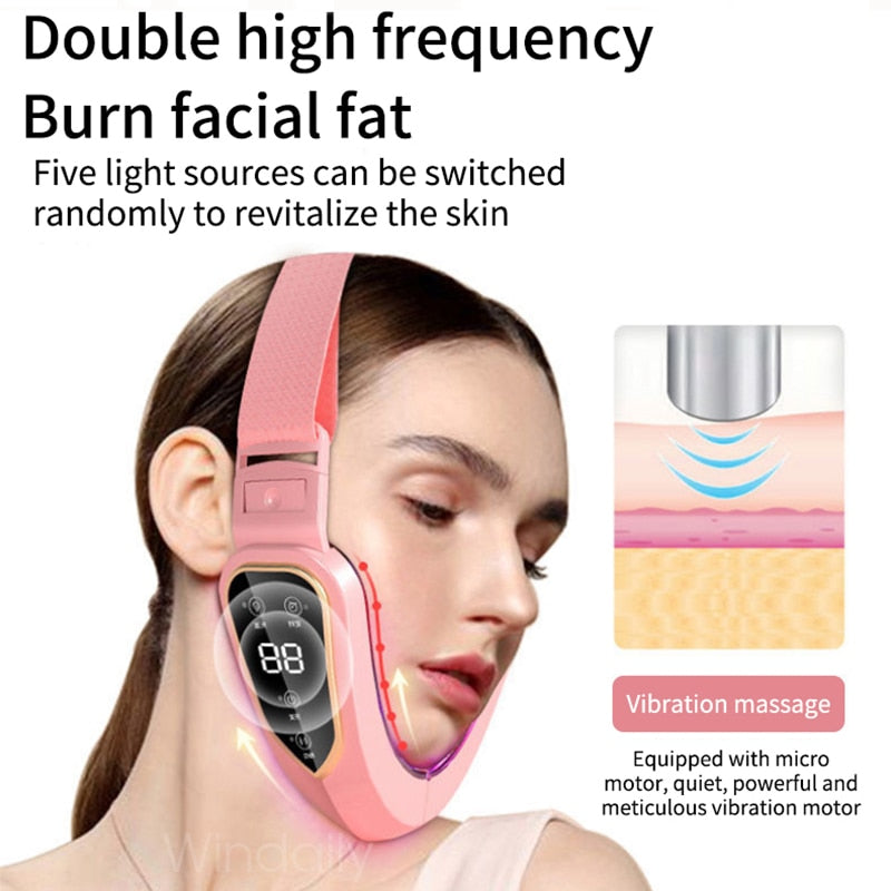 LED Photon Therapy Facial Lifting and Massaging Device